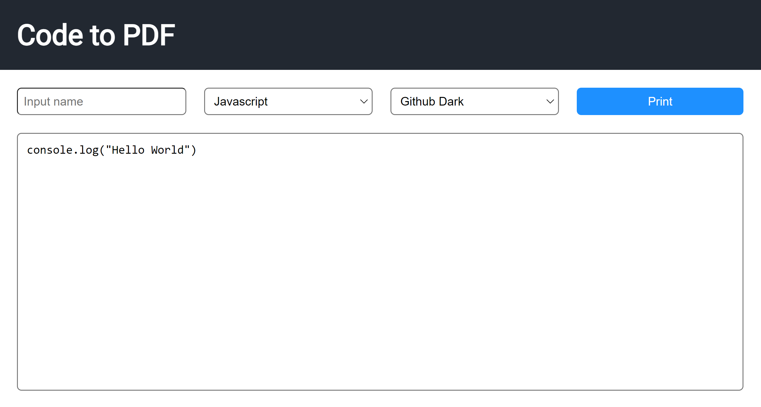Example use of Code to PDF