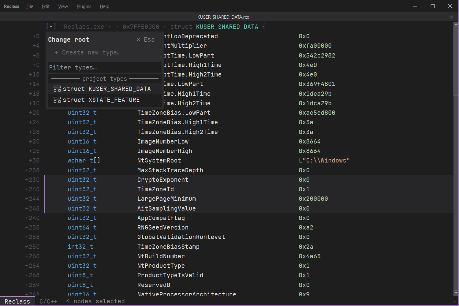 Type chooser and struct inspection