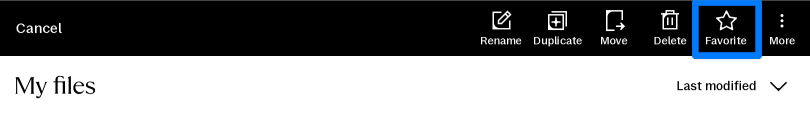 Favorite button in action bar