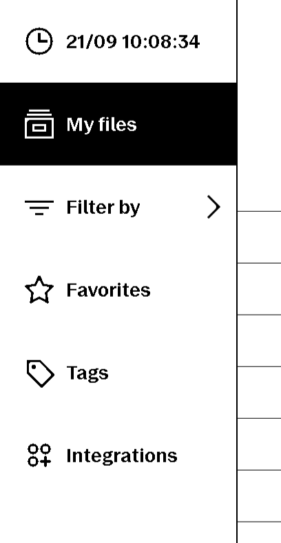 Sidebar clock showing minutes