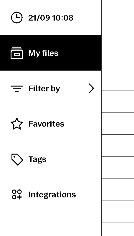 Sidebar clock showing seconds